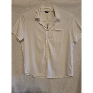 CoofAndy NEW Men's 3XL White Button‎ Down Short Sleeved Shirt